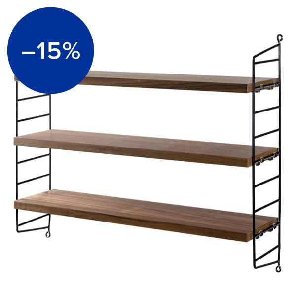 String Pocket shelf, walnut - black
