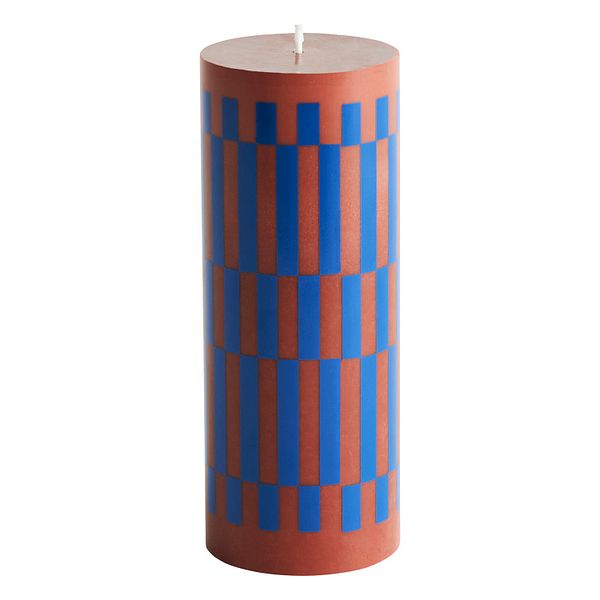 Column candle, M, brown - blue