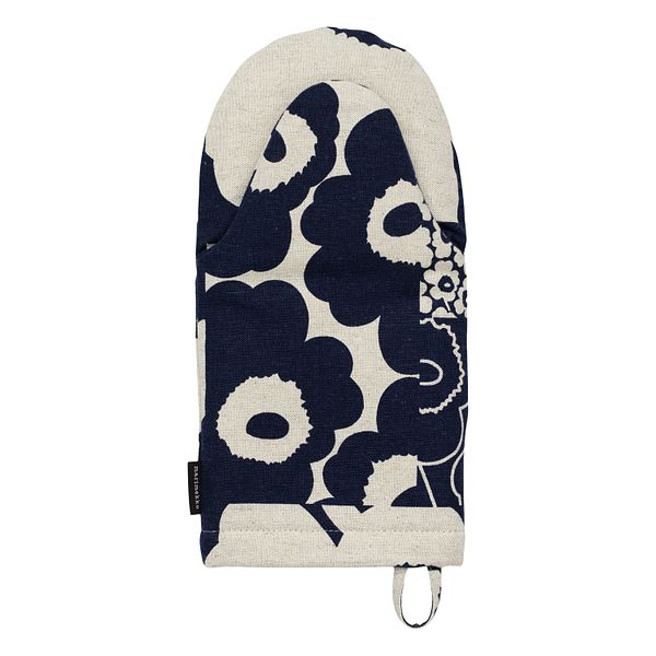 Unikko Kollaasi oven mitten, linen - dark blue