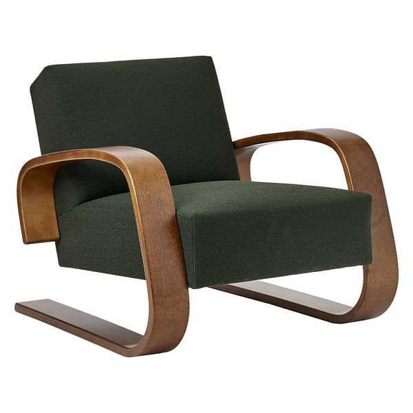 Aalto armchair 400 "Tank", walnut - dark green Vidar 972