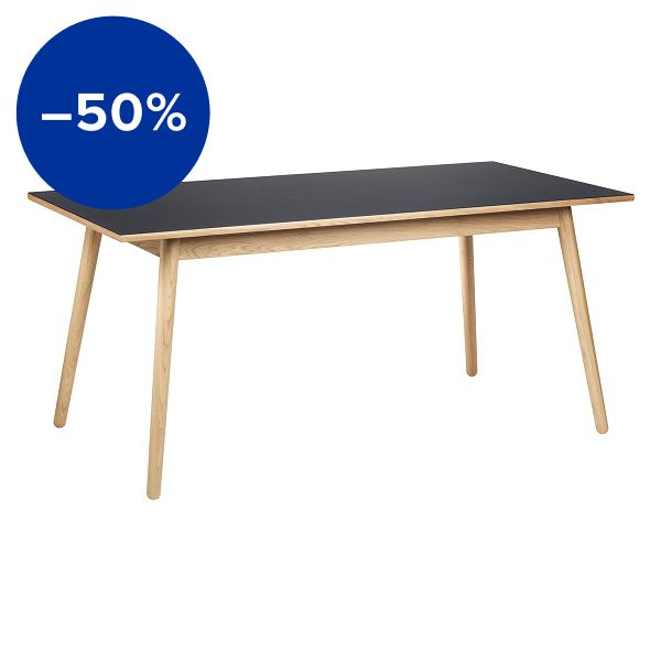 C35B dining table, 160 x 82 cm, oak - black linoleum