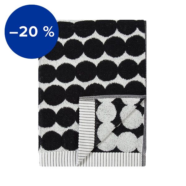 Räsymatto hand towel, black - white