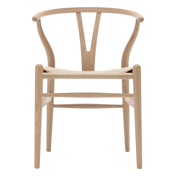 CH24 Wishbone chair, white oiled oak - natural cord