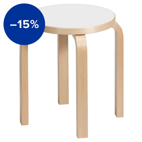 Aalto stool E60, white laminate