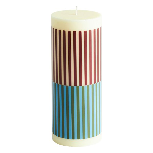 Column candle, M, yellow - brown - light blue - army