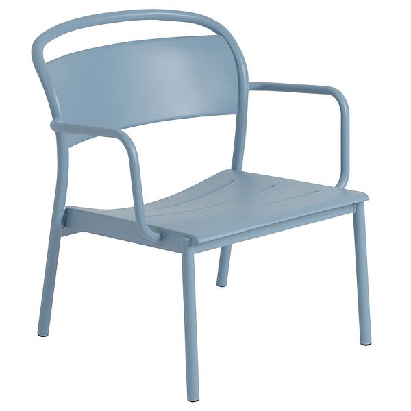 Linear Steel lounge armchair, pale blue
