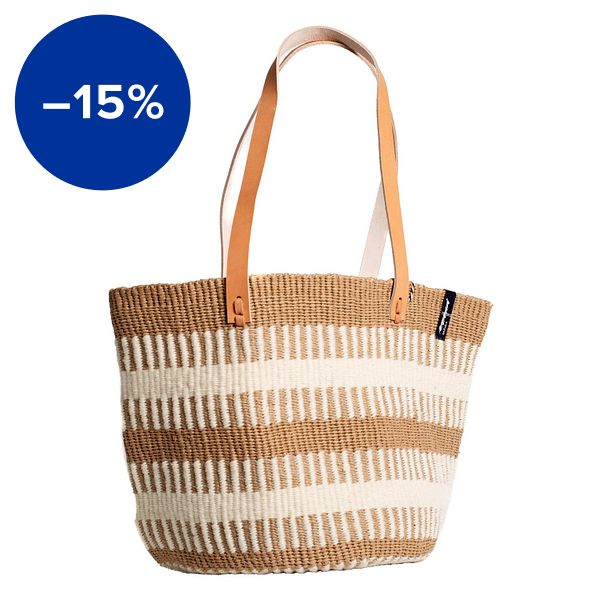 Pamba shopper basket, M, white - brown