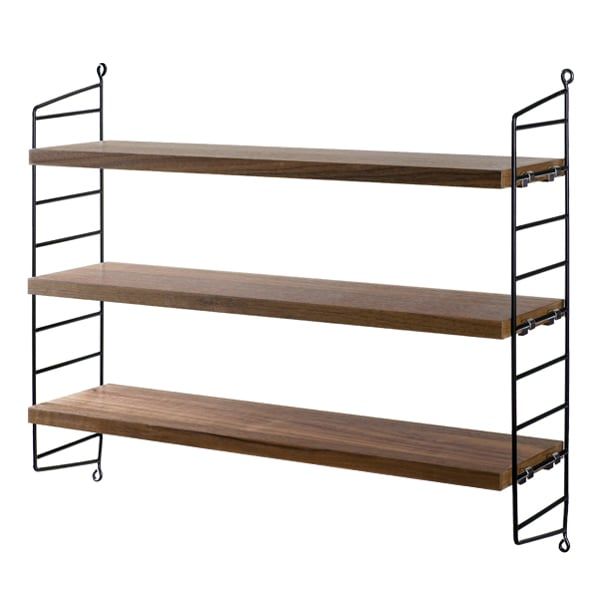 String Pocket shelf, walnut - black