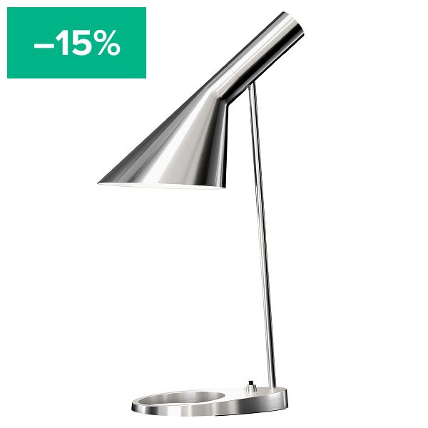 AJ table lamp, polished stainless steel
