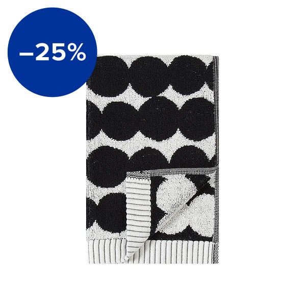 Räsymatto guest towel, black - white