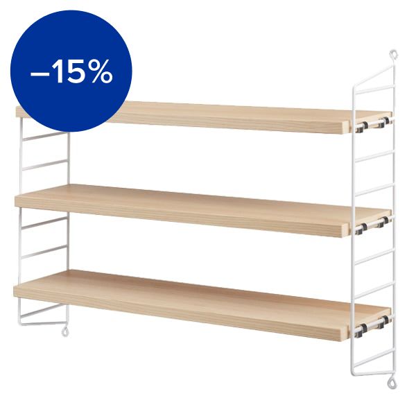 String Pocket shelf, ash - white