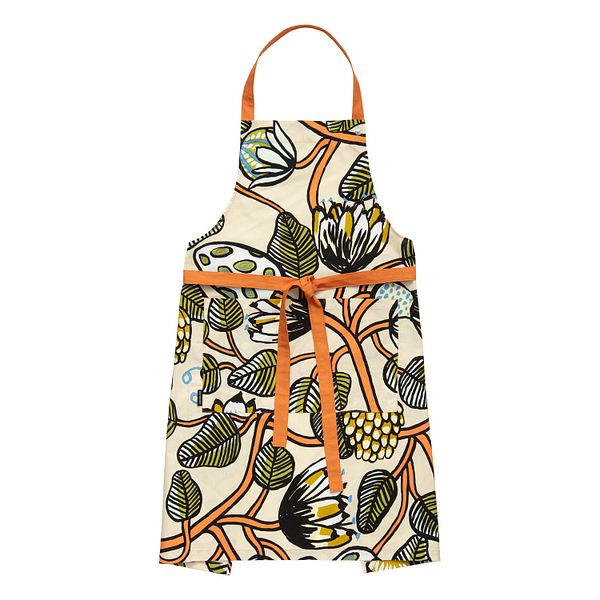 Tiara apron, sand - warm orange - green