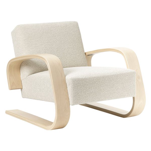 Aalto armchair 400 "Tank", birch - cream/pearl Nubia 02