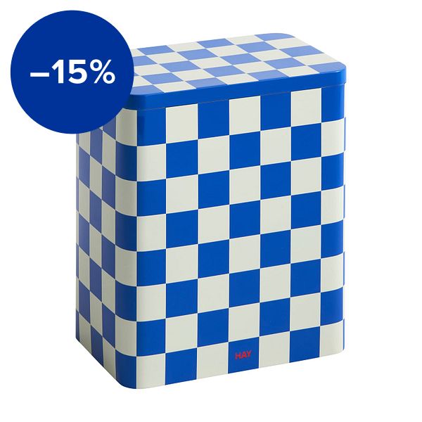 Tin container, L, blue - off-white