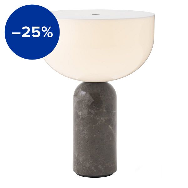 Kizu portable table lamp, Gris du Marais marble