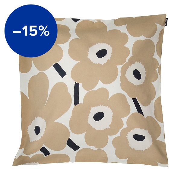 Pieni Unikko cushion cover, 50 x 50 cm,off white-beige-dark blue