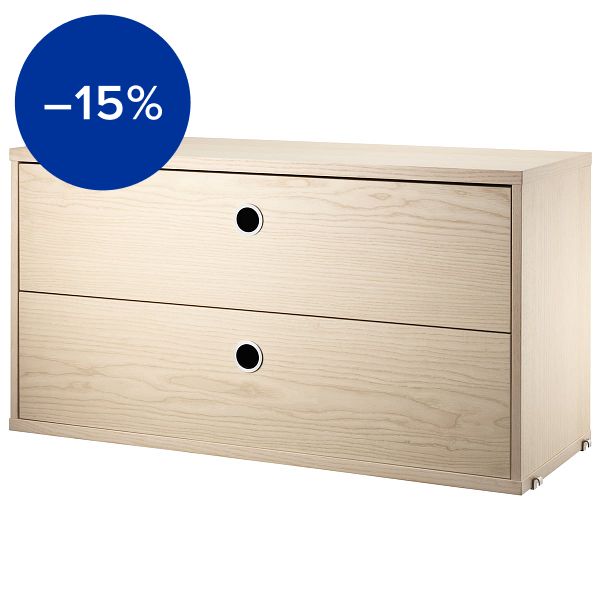 String chest with 2 drawers, 78 x 30 cm, ash