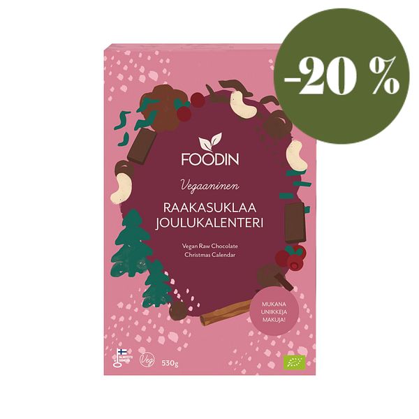 Raakasuklaajoulukalenteri, luomu 530 g