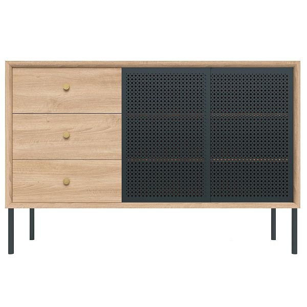 Gabin sideboard with drawers, high, oak - slate grey