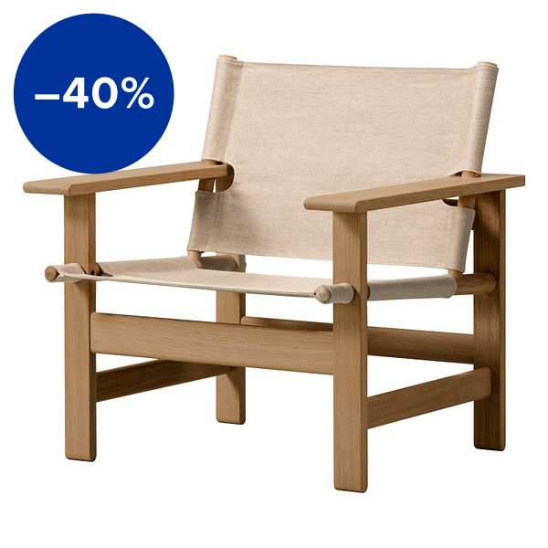 Canvas chair, oiled oak - natural canvas