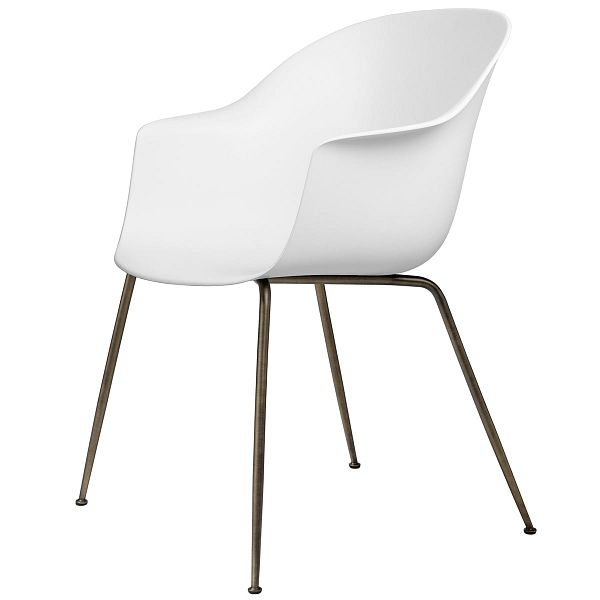 Bat chair, pure white - antique brass base