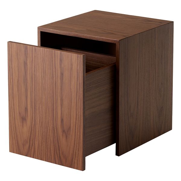 Mass side table with drawer, walnut