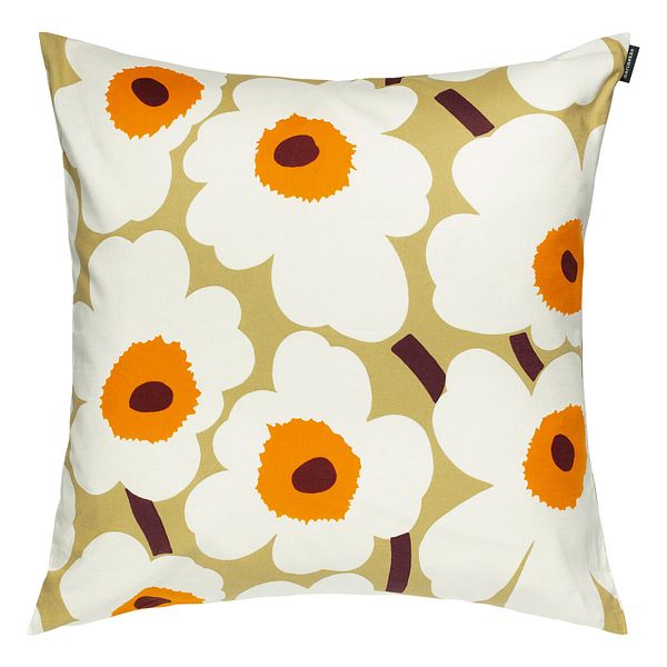 Pieni Unikko cushion cover, 50 x 50 cm, caramel - cream - warm orange