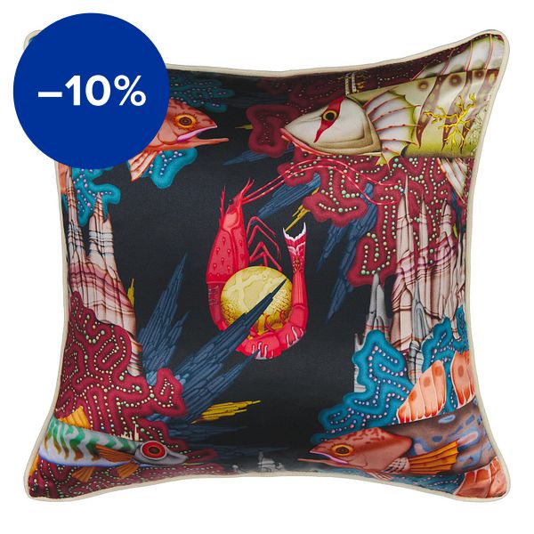 Misto Mare Prawn cushion cover, 50 x 50 cm, silk