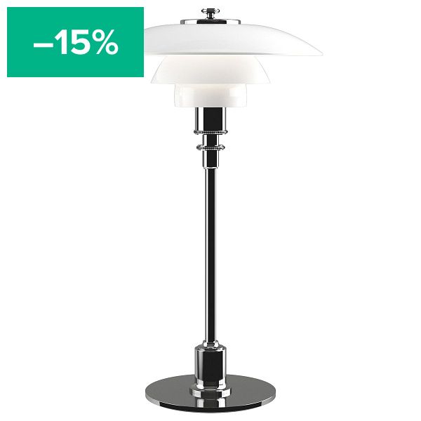 PH 2/1 table lamp, chrome plated