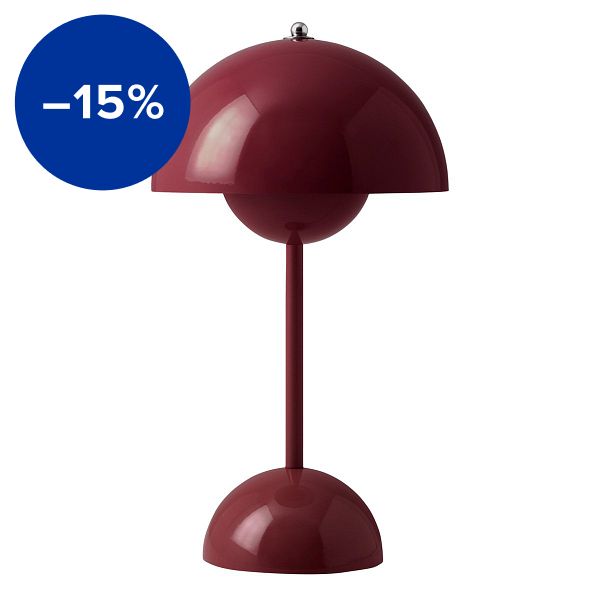 Flowerpot VP9 portable table lamp, dark plum