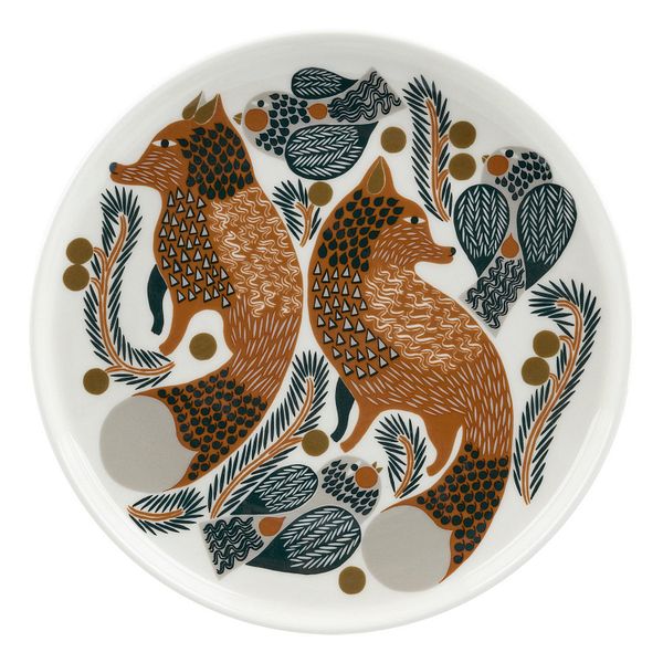 Oiva - Ketunmarja plate, 20 cm, white - brown - dark green