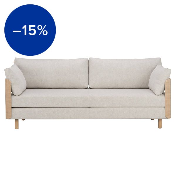 ON2 Wood sofa bed, soap waxed oak - natural white Diamonds 012