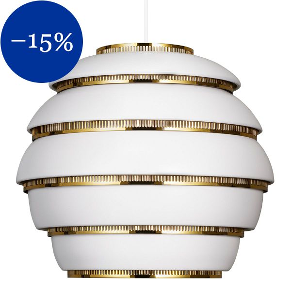 Aalto pendant A331 "Beehive", white - brass