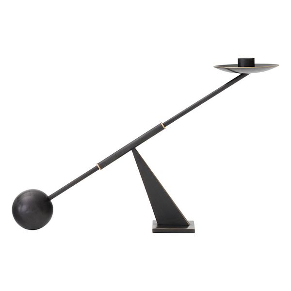 Interconnect candle holder, small, bronzed brass