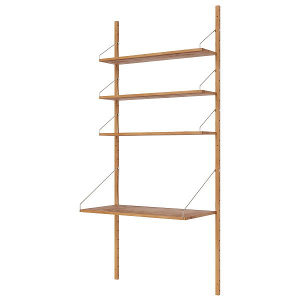 Shelf Library H1852 wall shelf with desk, oiled oak