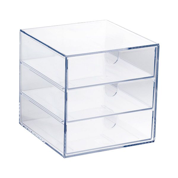 3-drawer box, clear