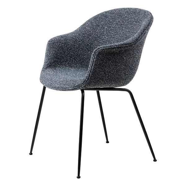 Bat chair, fully upholst., conic matt black, Around Boucle 023