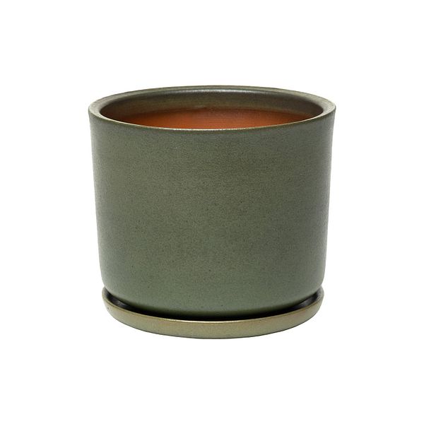 Moss flower pot with saucer, S, moss green