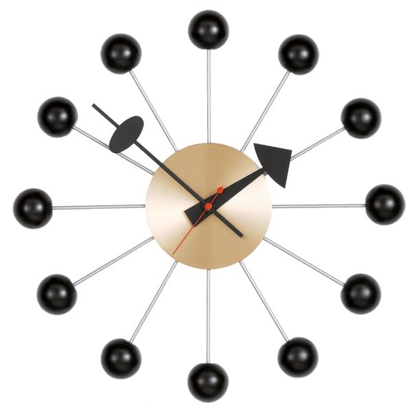 Ball Clock, black - brass