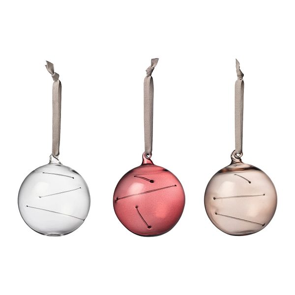 Sun ball, 80 mm, 3 pcs, clear - calluna - linen