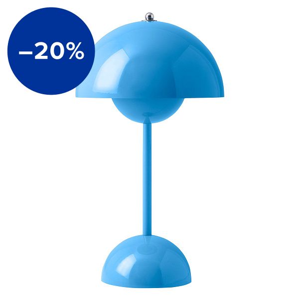 Flowerpot VP9 portable table lamp, swim blue