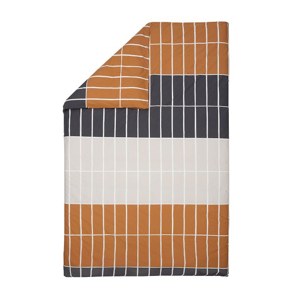 Tiiliskivi duvet cover, 150 x 210 cm, dark brown-beige-charcoal