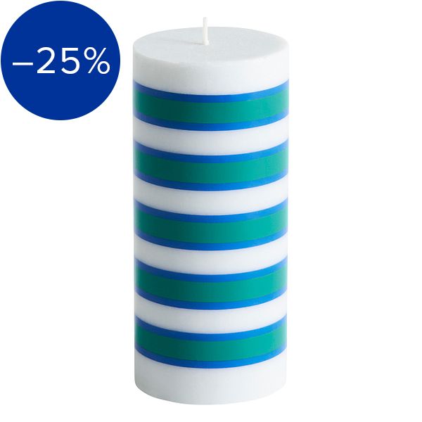 Column candle, S, light grey - blue - green