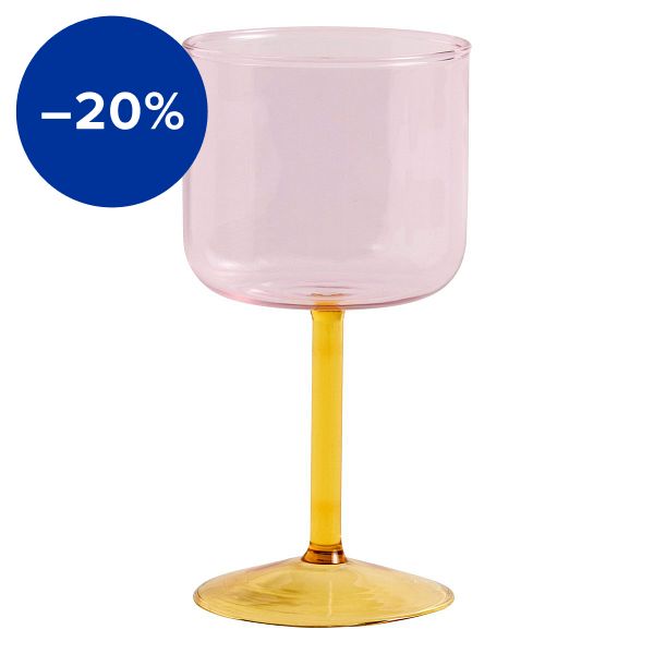 Tint wineglass, 2 pcs, pink - yellow