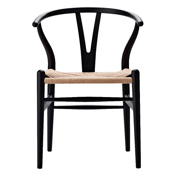 CH24 Wishbone chair, soft black - natural cord