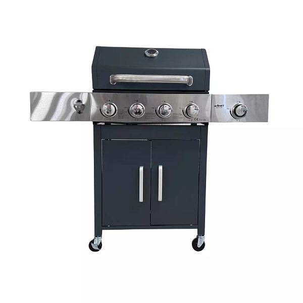 Kaasugrilli Hornet 4+1 harmaa Neljällä polttimella ja sivukeittimellä
