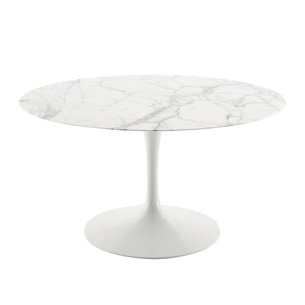 Tulip dining table 107 cm, white marble