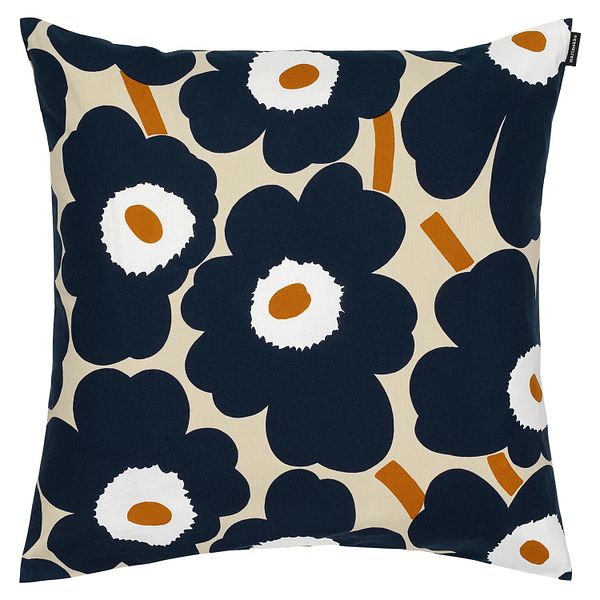 Pieni Unikko cushion cover, 50x50 cm, brown -coal-brick -white