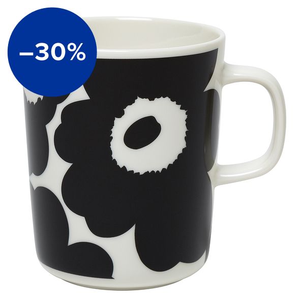 Oiva - Unikko mug 2,5 dl, white - black