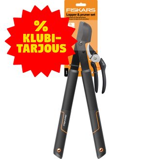 Raivaussakset Fiskars Solid L28 + Oksasakset P121 setti